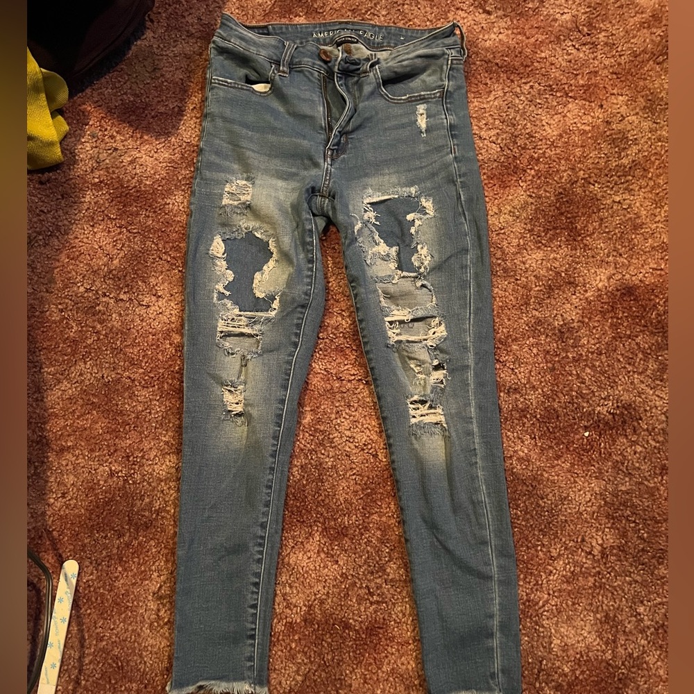 American eagle high waisted ripped jeans